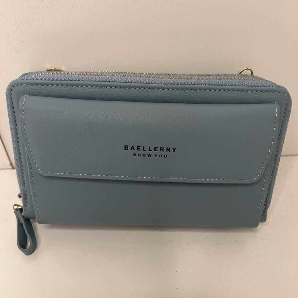 NWT Blue Hand crafted 12 Card Slot Large Capacity Crossbody Handbag